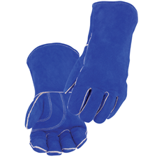 Split Cowhide Stick Glove with Palm Guard, Blue